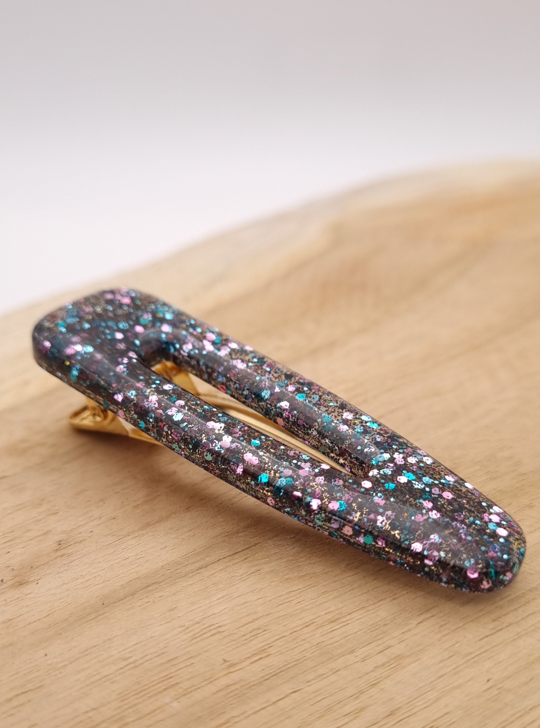 Barrette cheveux à paillettes colorée