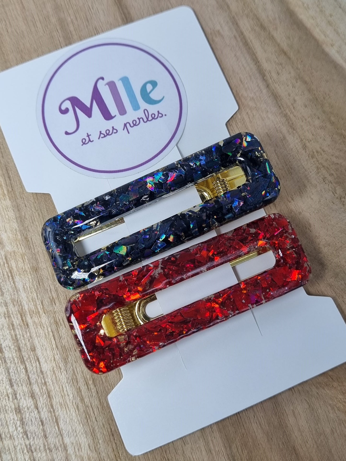 Barrette cheveux à paillettes colorée