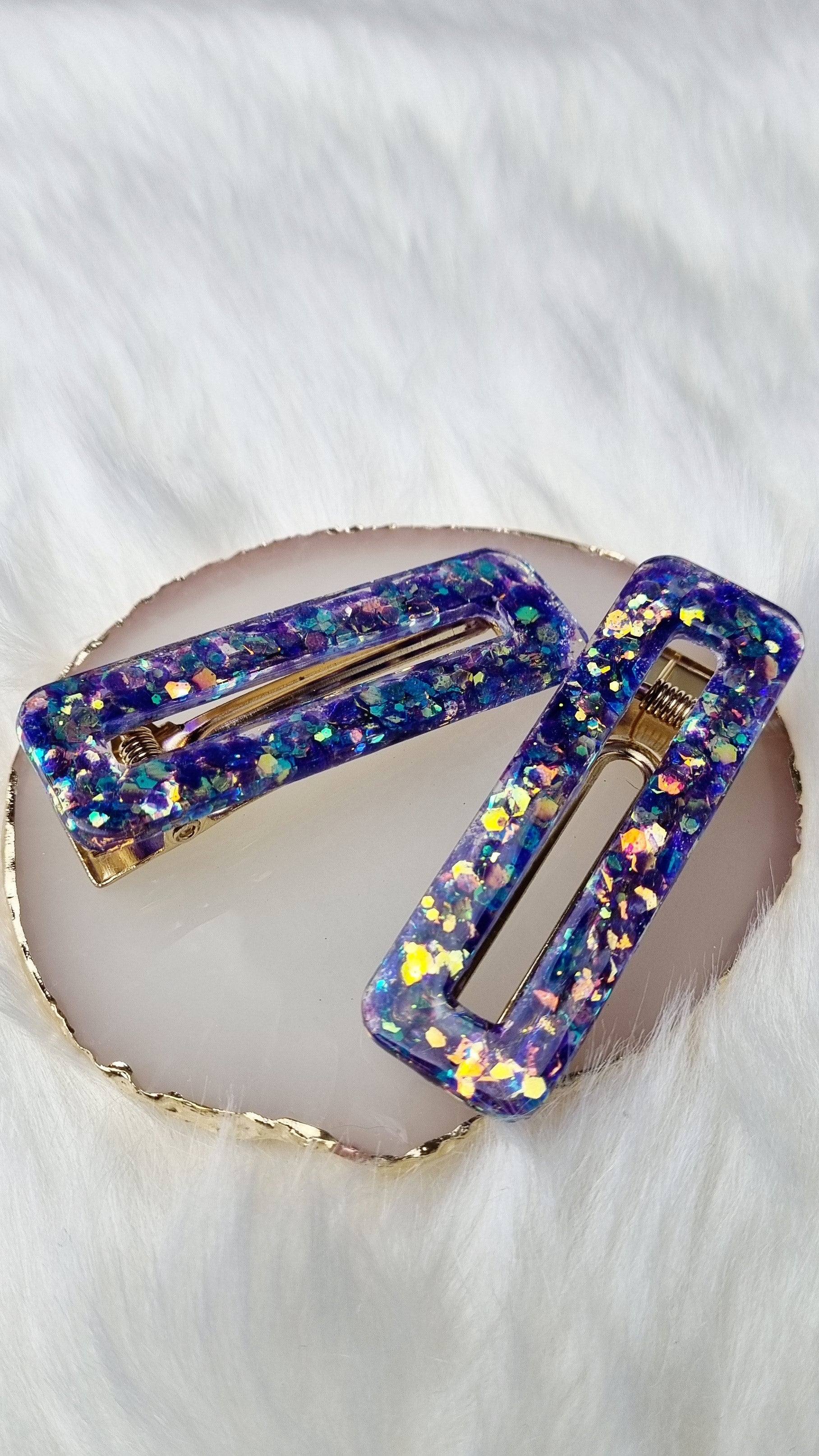 Barrette à paillettes colorée 